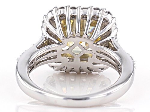 Bella Luce ® 10.03ctw Canary and White Diamond Simulant Rhodium Over Sterling Ring (6.52ctw DEW) - Size 7