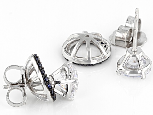 Bella Luce® 7.38ctw Blue Sapphire and Diamond Simulants Rhodium Over Silver Stud Earrings