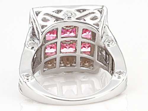 Bella Luce ® 7.77ctw Pink And White Diamond Simulants Rhodium Over Sterling Ring (5.24ctw DEW) - Size 10