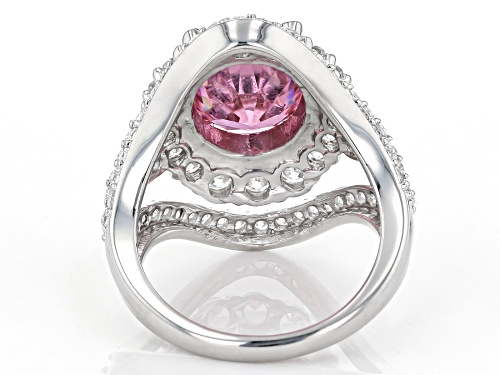 Bella Luce ® 11.58ctw Pink and White Diamond Simulants Rhodium Over Sterling Ring (6.43ctw DEW) - Size 6