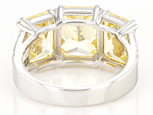 Bella Luce ® 9.42ctw Canary and White Diamond Simulants Rhodium Over Sterling Ring (4.80ctw DEW) - Size 7