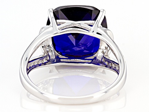 Bella Luce® 9.25ctw Blue Sapphire and White Diamond Simulants Rhodium Over Silver Ring (7.01ctw DEW) - Size 6
