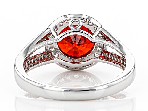 Bella Luce ® 4.08ctw Orange Sapphire and White Diamond Simulants Rhodium Over Sterling Ring - Size 8