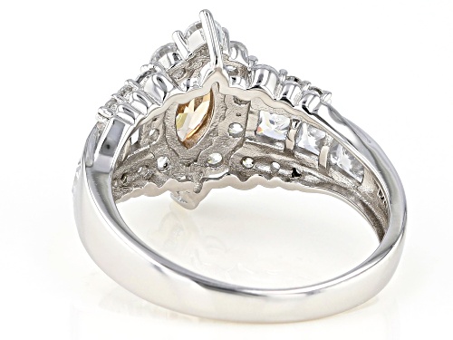 Bella Luce® 4.05ctw Champagne and White Diamond Simulants Rhodium Over Sterling Ring (2.37ctw DEW) - Size 11