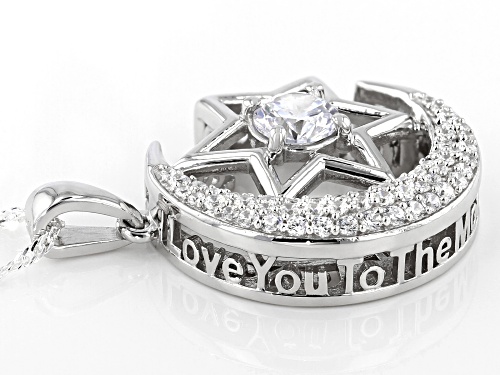 Bella Luce® 3.09ctw Rhodium Over Sterling Silver Moon and Star Pendant With Chain (1.45ctw DEW)