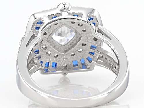 Bella Luce® 3.51ctw Blue Sapphire and White Diamond Simulants Rhodium Over Sterling Silver Ring - Size 10