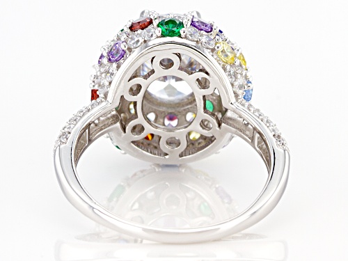 Bella Luce ® 7.17ctw Multi Gem Simulants Rhodium Over Sterling Silver Ring - Size 6