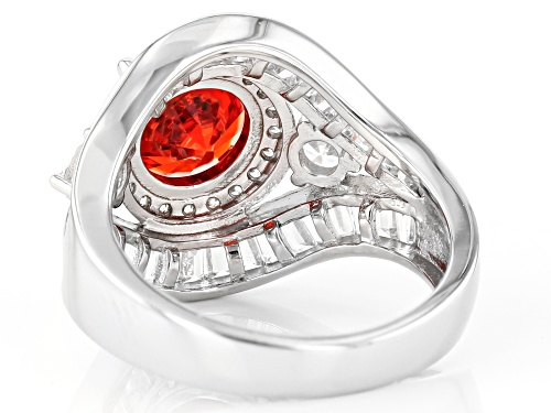 Bella Luce ® 6.80ctw Orange Sapphire And White Diamond Simulants Rhodium Over Sterling Silver Ring - Size 5