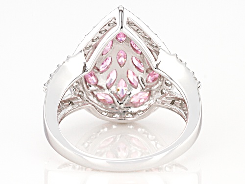 Bella Luce® 3.74ctw Pink and White Diamond Simulants Rhodium Over Sterling Silver Ring (2.48ctw DEW) - Size 11