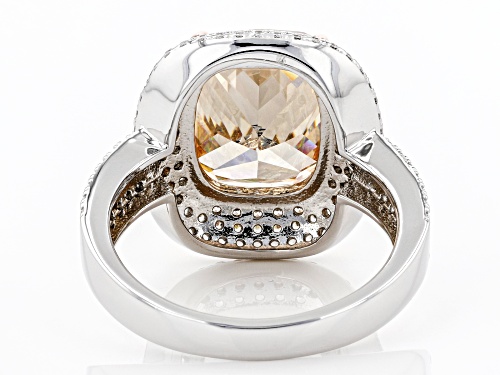 Bella Luce ® 11.38ctw Champagne And White Diamond Simulants Rhodium Over Sterling Silver Ring - Size 7