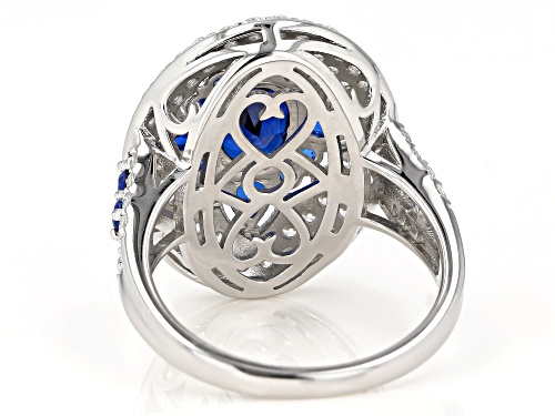 Bella Luce ® 4.07ctw Blue Sapphire And White Diamond Simulants Rhodium Over Sterling Silver Ring - Size 7