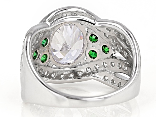Bella Luce ® 7.60ctw Emerald And White Diamond Simulants Rhodium Over Sterling Silver Ring - Size 10