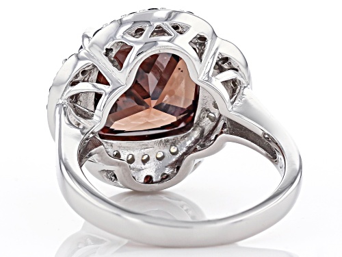 Bella Luce ® 12.35ctw Mocha And White Diamond Simulants Rhodium Over Sterling Ring (7.46ctw DEW) - Size 9