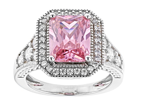 Bella Luce ® 9.04ctw Pink And White Diamond Simulants Rhodium Over Silver Ring With Band - Size 7