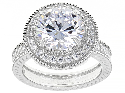 Bella Luce ® 9.86ctw Rhodium Over Sterling Silver Ring With Band (5.37ctw DEW) - Size 11