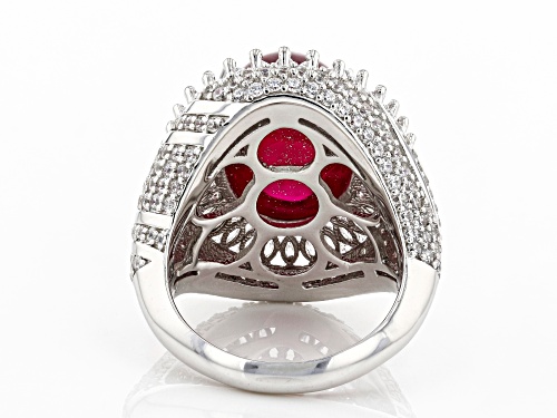 Bella Luce ® 20.73ctw Ruby And White Diamond Simulants Rhodium Over Sterling Silver Ring - Size 5