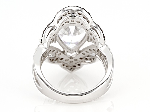 Bella Luce®11.25ctw Mocha And White Diamond Simulants Rhodium Over Sterling Silver Ring(6.65ctw DEW) - Size 6
