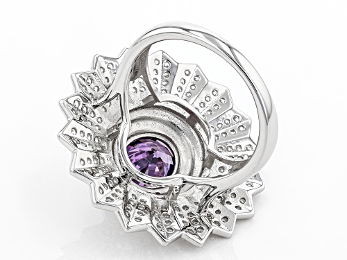 Bella Luce® 6.32ctw Amethyst and White Diamond Simulants Rhodium Over Sterling Silver Ring - Size 5