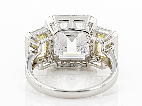 Bella Luce® 8.73ctw Canary And White Diamond Simulants Rhodium Over Silver Ring (5.61ctw DEW) - Size 9