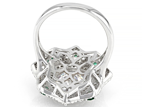 Bella Luce ® 7.83ctw Lab Created Green Spinel And White Diamond Simulant Rhodium Over Silver Ring - Size 5