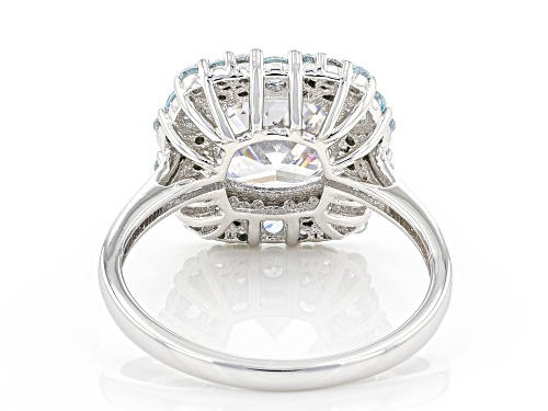 Bella Luce ® 9.33ctw Aquamarine And White Diamond Simulants Rhodium Over Sterling Silver Ring - Size 6