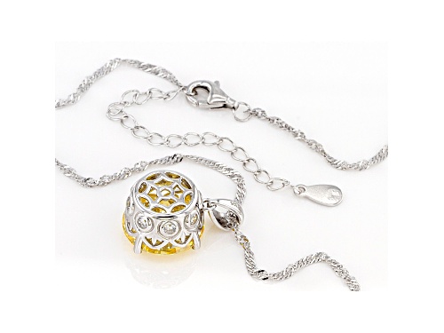 Bella Luce ® 15.10ctw Canary And White Diamond Simulants Rhodium Over Silver Pendant With Chain