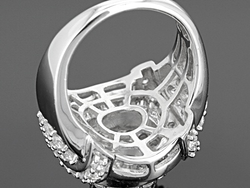 Bella Luce ® 7.54ctw Diamond Simulant Round & Baguette Rhodium Over Silver Ring (4.26ctw Dew) - Size 5