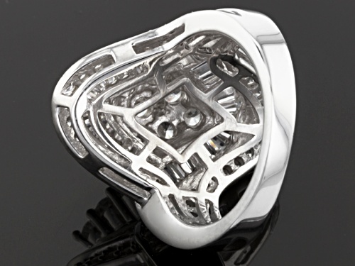Bella Luce ® 4.90ctw Diamond Simulant Round & Baguette Rhodium Over Silver Ring (3.37ctw Dew) - Size 5