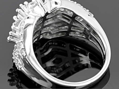 Bella Luce ® 3.65ctw Diamond Simulant Round & Baguette Rhodium Over Silver Ring (2.05ctw Dew) - Size 5