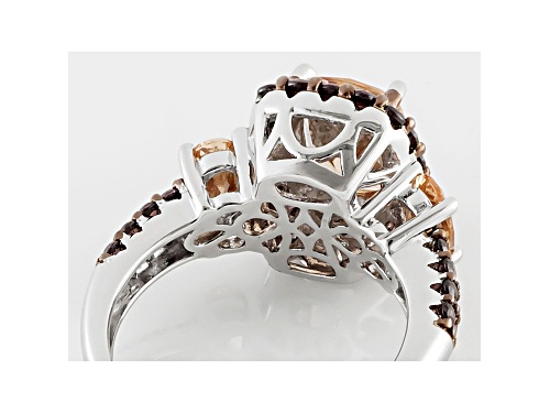 Bella Luce ® 5.99ctw Champagne And Mocha Diamond Simulants Rhodium Over Silver Ring (3.32ctw Dew) - Size 7