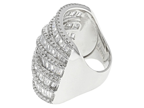 Bella Luce ® 11.02ctw Round And Baguette Rhodium Over Sterling Silver Ring (6.49ctw Dew) - Size 7