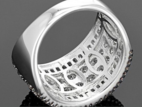 Bella Luce ® 4.32ctw Mocha And White Diamond Simulants Rhodium Over Silver Ring (2.41ctw Dew) - Size 8