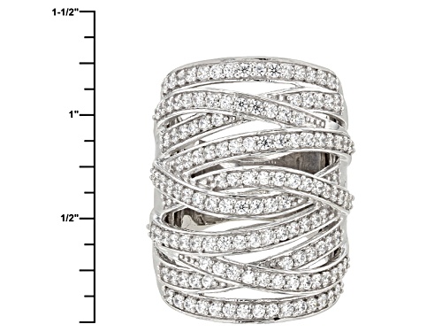 Bella Luce ® 3.95ctw Diamond Simulant Round Rhodium Over Sterling Silver Ring (2.07ctw Dew) - Size 5