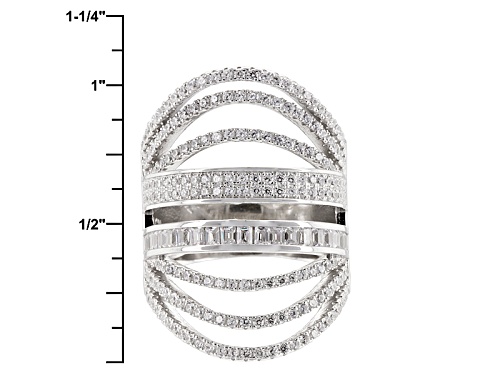 Bella Luce ® 3.02ctw Round And Baguette Rhodium Over Sterling Silver Ring (1.72ctw Dew) - Size 6