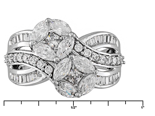 Bella Luce ® 3.31ctw Diamond Simulant Rhodium Over Sterling Silver Ring (2.16ctw Dew) - Size 7