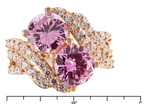 Bella Luce ® 8.09ctw Pink & White Diamond Simulant Round Eterno ™ Rose Ring (5.01ctw Dew) - Size 11