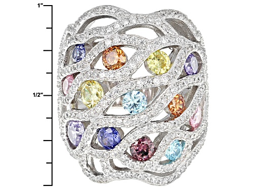 Bella Luce ® 5.85ctw Multicolor Diamond Simulants Rhodium Over Sterling Silver Ring - Size 5