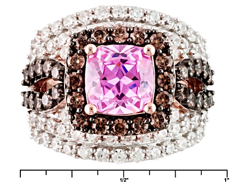 Bella Luce ® 8.71ctw Pink, Champagne & White Diamond Simulant Eterno ™ Rose Ring (4.53ctw Dew) - Size 5