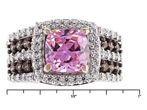 Bella Luce ® 5.90ctw Pink, Mocha & White Diamond Simulant Eterno ™ Rose Ring (3.12ctw Dew) - Size 5