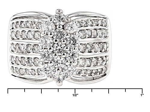 Bella Luce ® 2.70ctw Diamond Simulant Round Rhodium Over Sterling Silver Ring (1.39ctw Dew) - Size 8