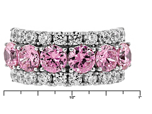 Bella Luce ® 6.74ctw Pink & White Diamond Simulant Rhodium Over Sterling Silver Ring (3.96ctw Dew) - Size 7