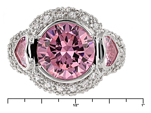 Bella Luce® 11.35ctw Pink & White Diamond Simulant Rhodium Over Sterling Silver Ring (7.44ctw Dew) - Size 5