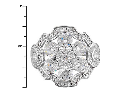 Bella Luce ® 4.43ctw Diamond Simulant Round Rhodium Over Sterling Silver Ring (2.53ctw Dew) - Size 8