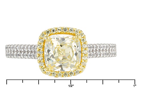 Bella Luce ® 4.00ctw Canary & White Diamond Simulants Eterno ™ Yellow/ Rhodium Over Silver Ring - Size 9