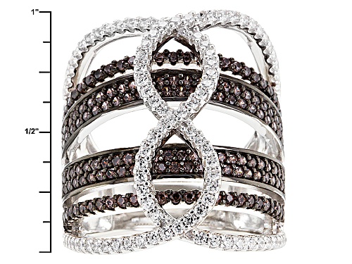 Bella Luce®2.81ctw Mocha & White Diamond Simulants Black & White Rhodium Over  Silver Ring - Size 7
