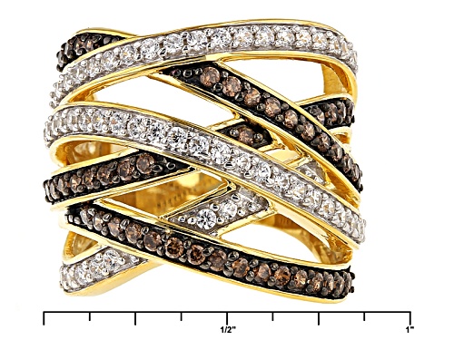 Bella Luce ® 2.73ctw Mocha & White Diamond Simulant Round Eterno ™ Yellow Ring (1.41ctw Dew) - Size 5