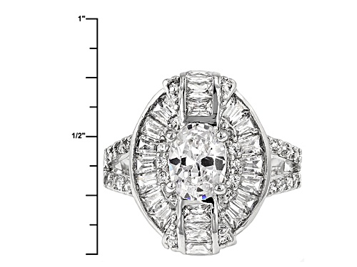 Bella Luce ® 4.71ctw Diamond Simulant Rhodium Over Sterling Silver Ring (2.85ctw Dew) - Size 5