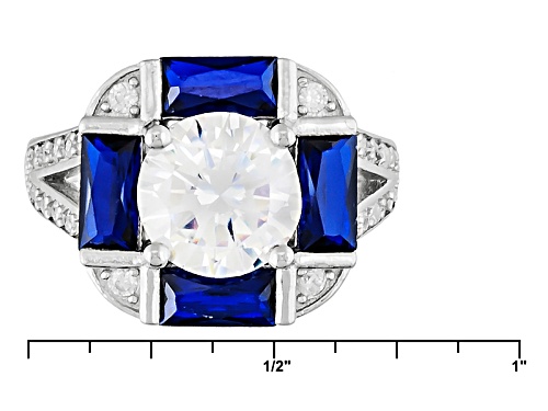 Bella Luce ® 5.51ctw Lab Created Blue Spinel And Diamond Simulant Rhodium Over Sterling Silver Ring - Size 7