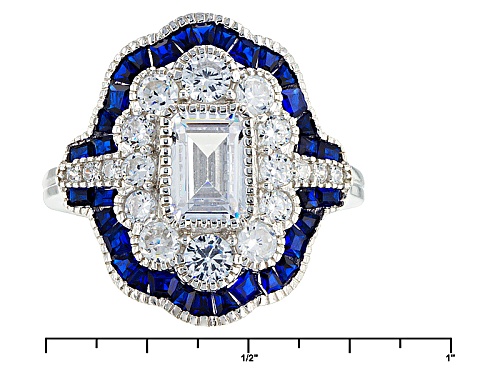 Bella Luce ® 3.57ctw White Diamond Simulant And Lab Created Blue Spinel Rhodium Over Silver Ring - Size 11
