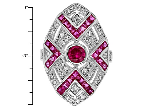 Bella Luce ® 2.26ctw Ruby & White Diamond Simulants Rhodium Over Sterling Silver Ring - Size 6